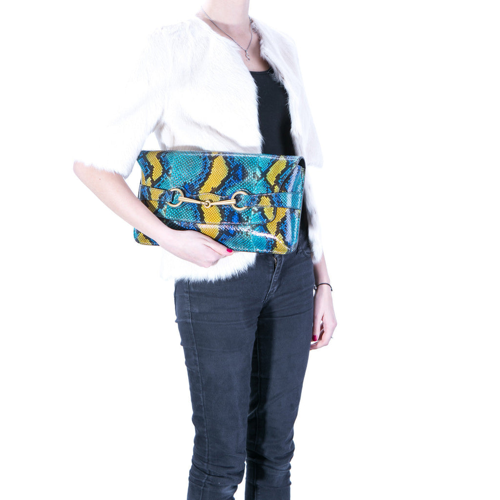 Gucci Bright Bit Python Clutch
