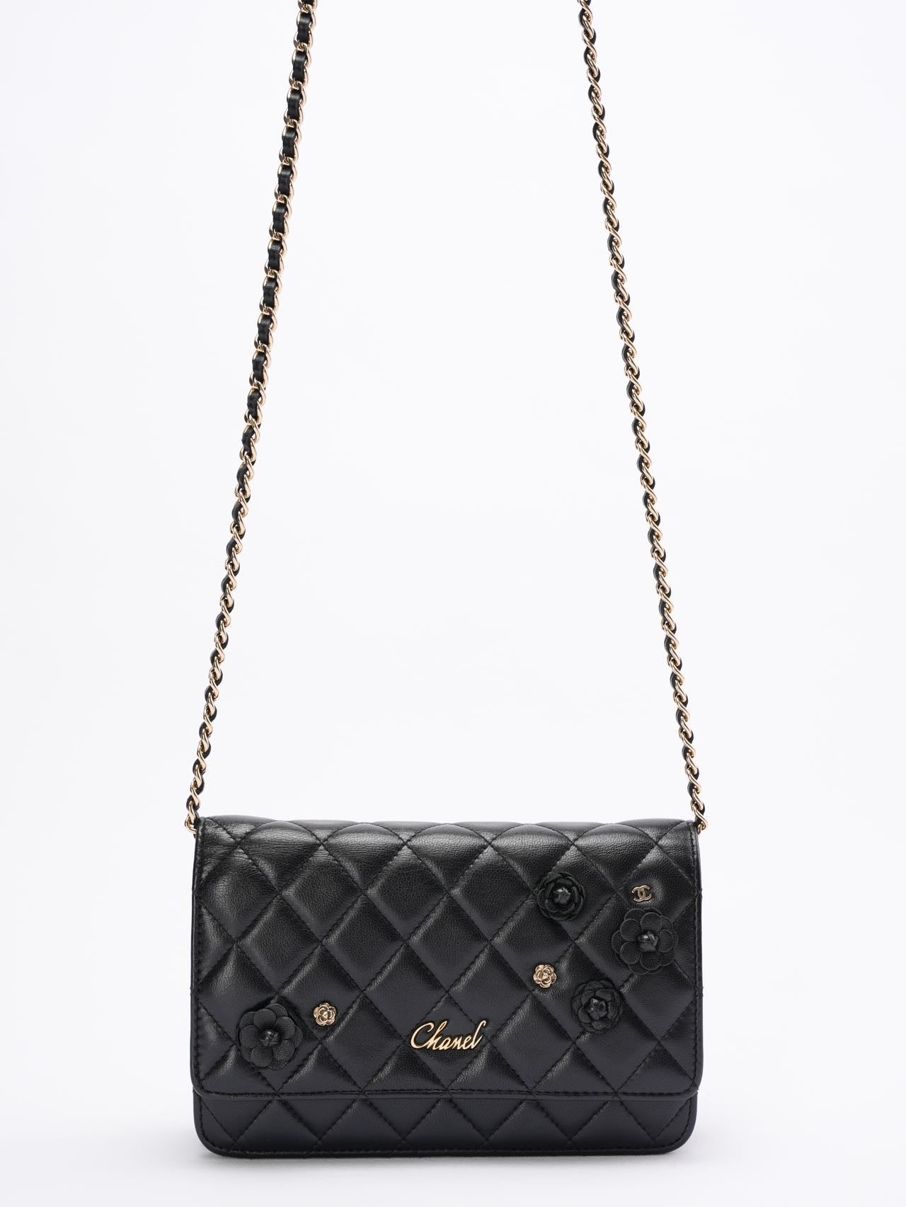 Chanel Wallet On Chain(woc) Black Camelia
