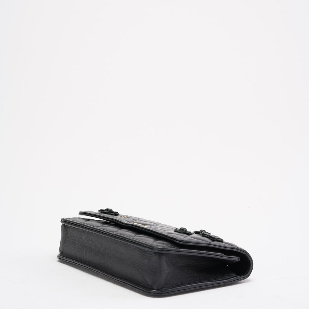 Chanel Wallet on Chain Black with Camélia Charms 2019