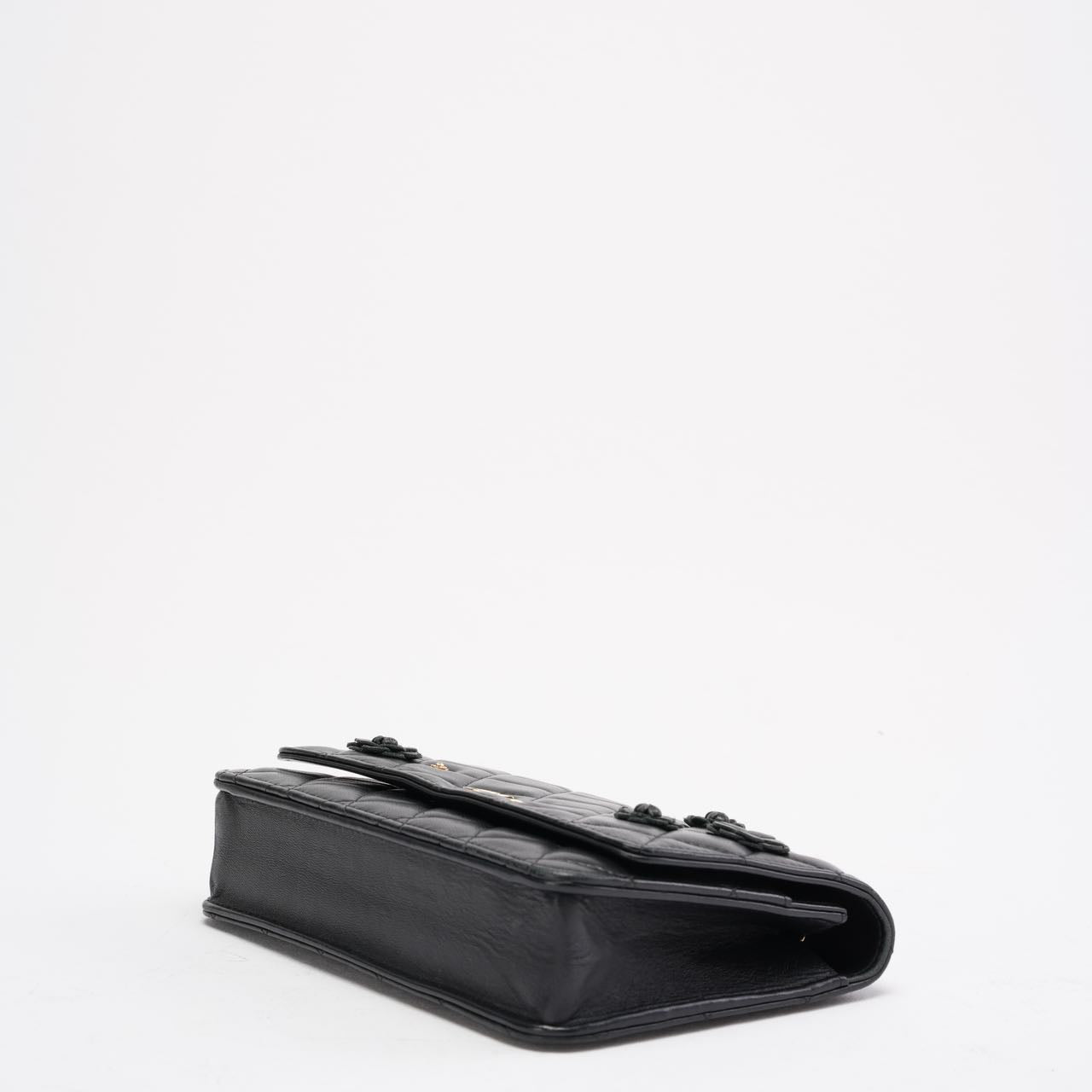 Chanel Wallet on Chain Black with Camélia Charms 2019