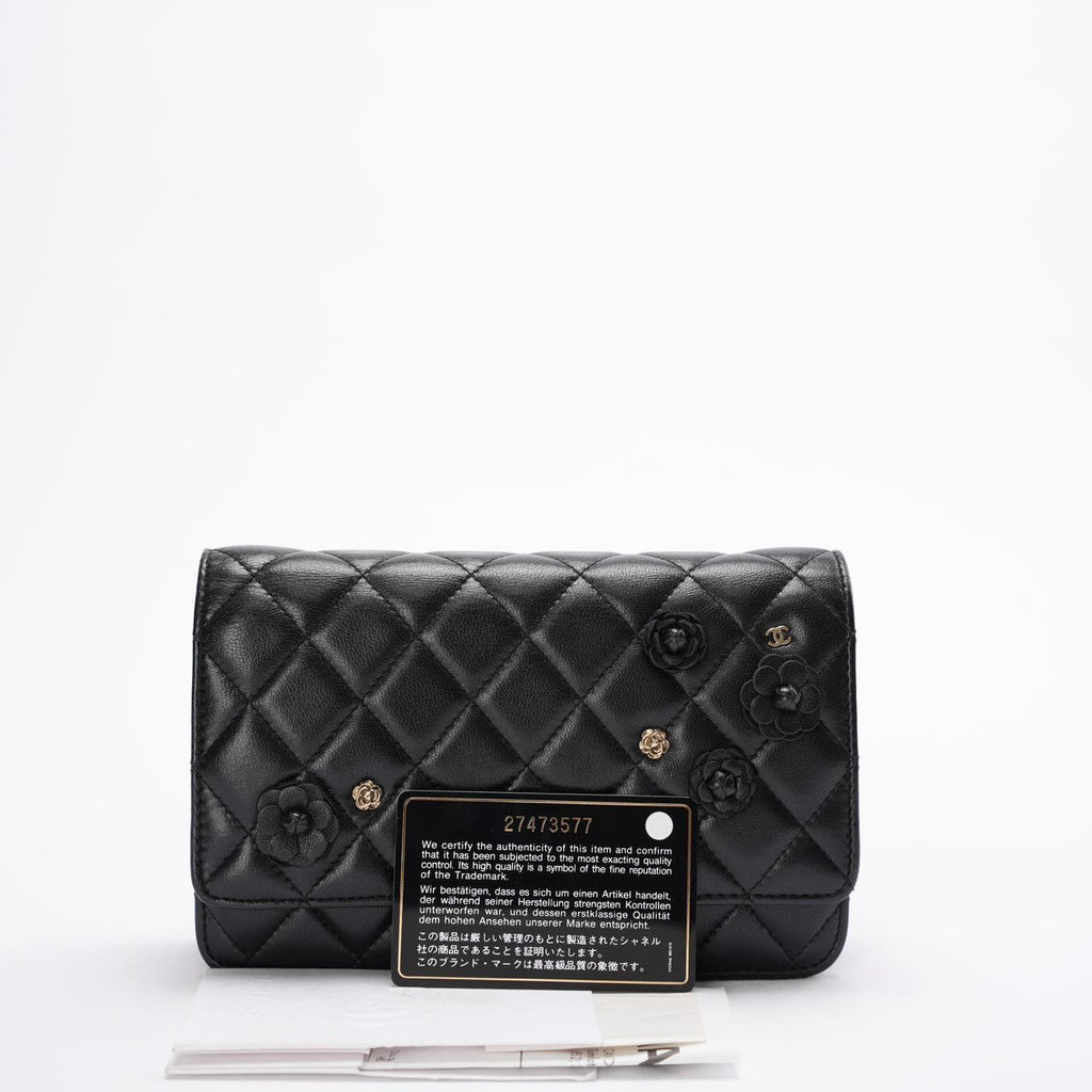 Chanel Wallet On Chain(woc) Black Camelia
