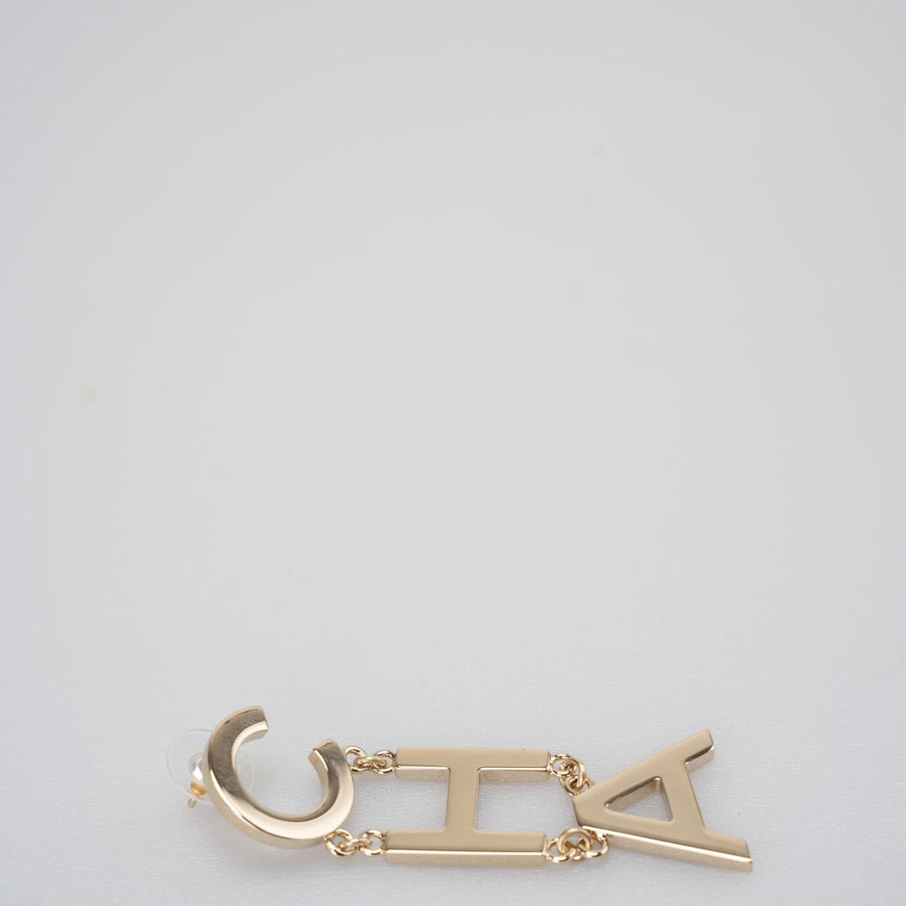 Chanel Runway Large Letter Logo Statement Earrings in Gold from 2022