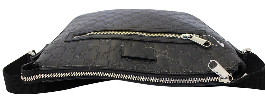 Gucci GG Signature Leather Black Messenger Bag 406408