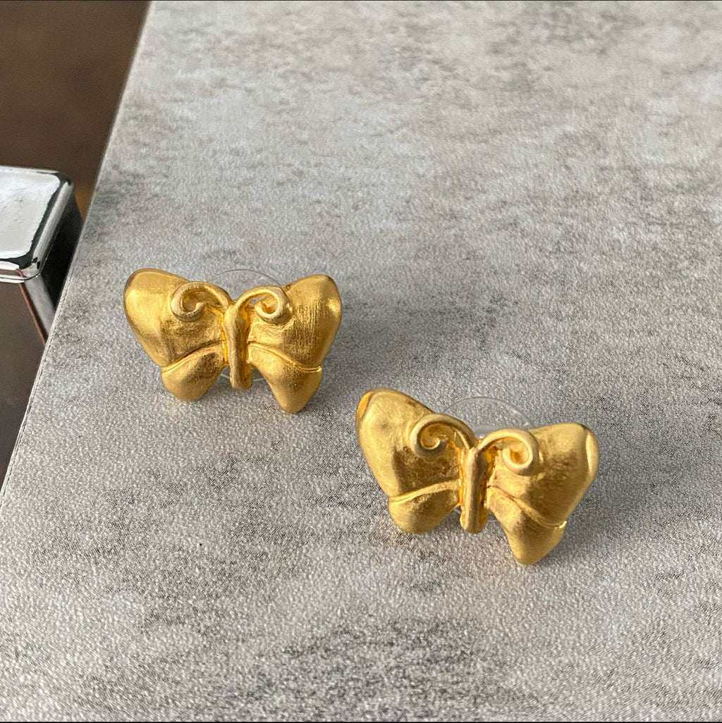 Givenchy Vintage Matte Goldtone Butterfly Earrings