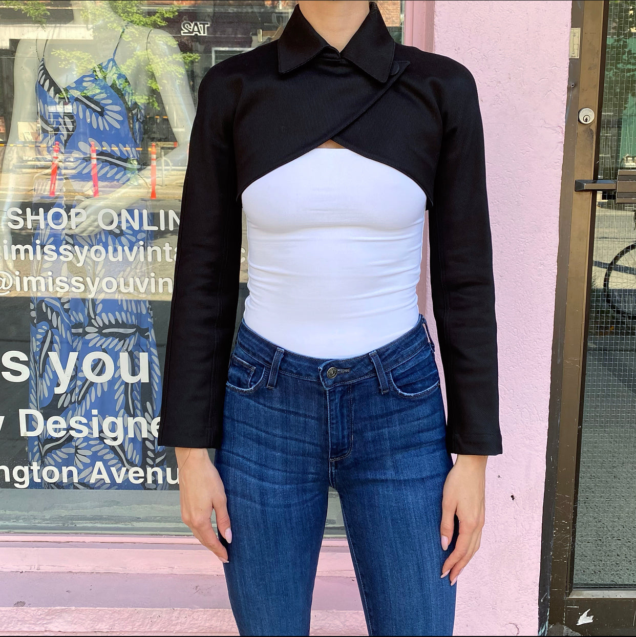 Alaia Black Cotton Crop Bolero Jacket - XS