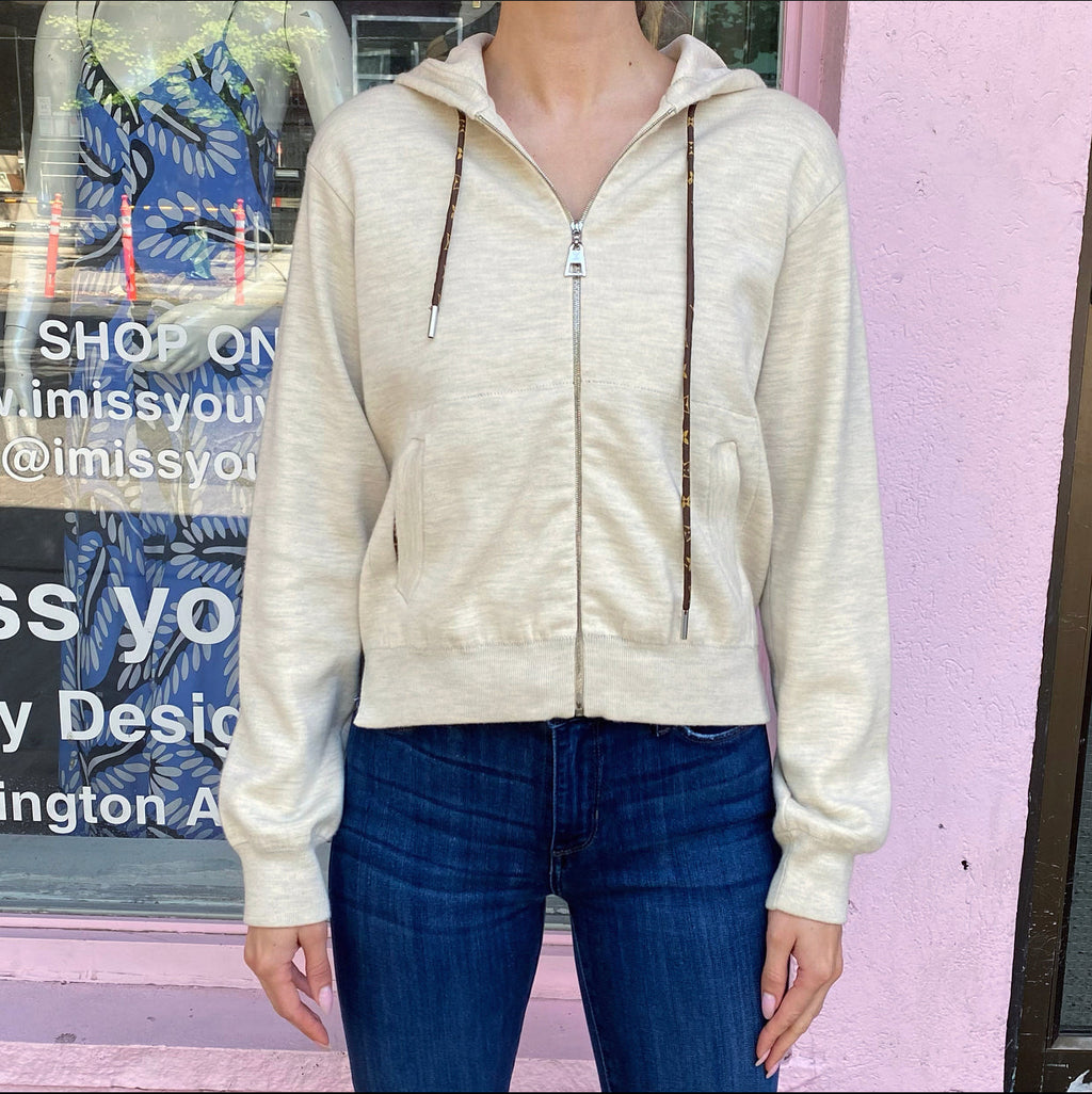 Louis Vuitton Light Beige Monogram Silk Hoodie - S (4/6)