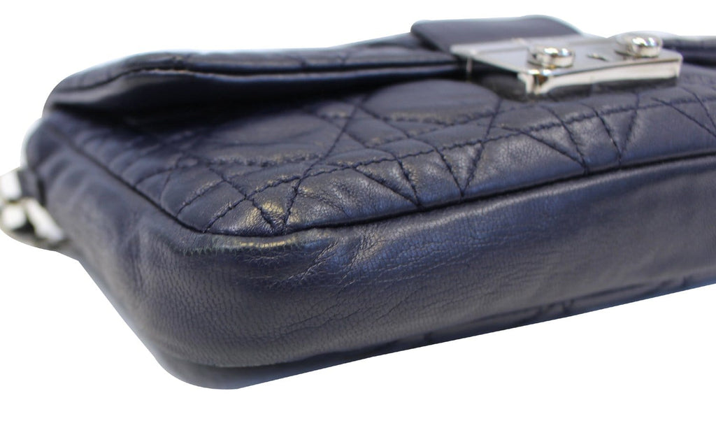 CHRISTIAN DIOR Miss Dior Cannage Quilted Leather Crossbody Bag Black