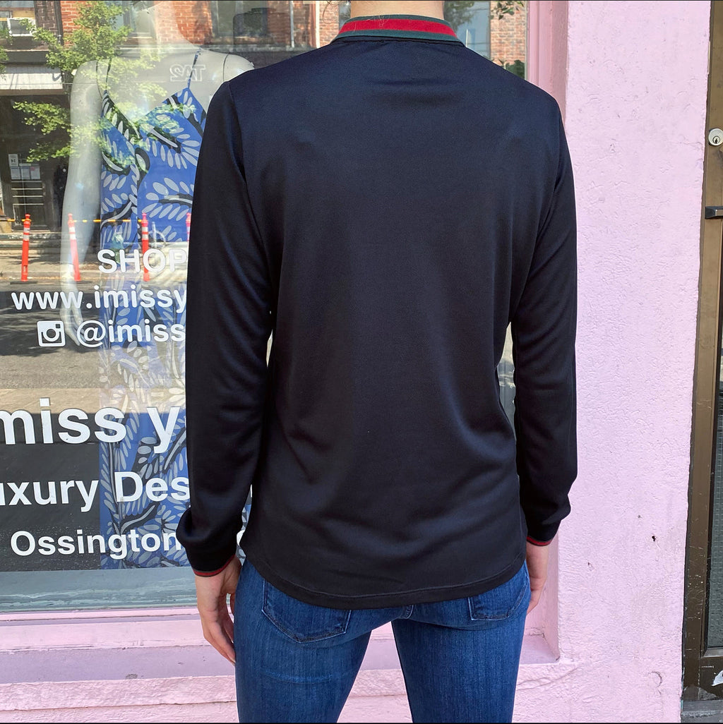 Gucci Equestrian Line Black Polo Long Sleeve Shirt - M
