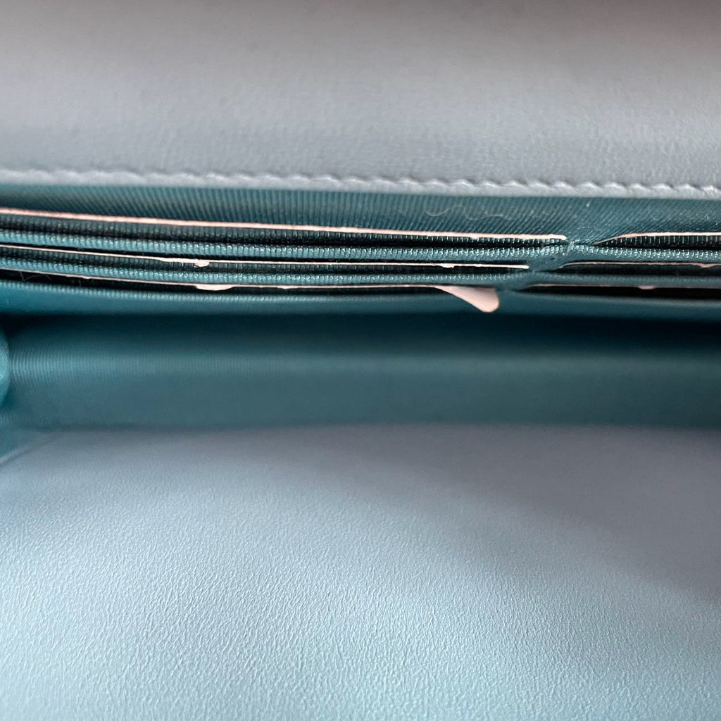 Chanel Light Blue Woc Wallet On Chain Classic Bag In Lambskin Leather With Gold Hardware