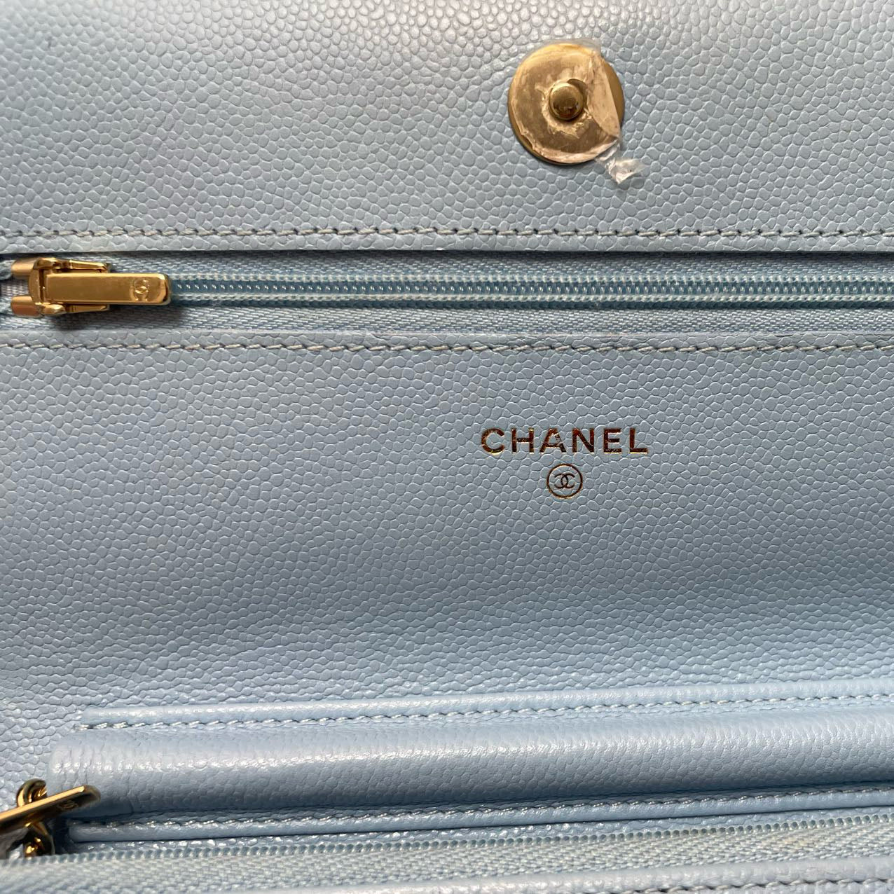 Chanel Classic Wallet on Chain Light Blue Caviar Leather Woc