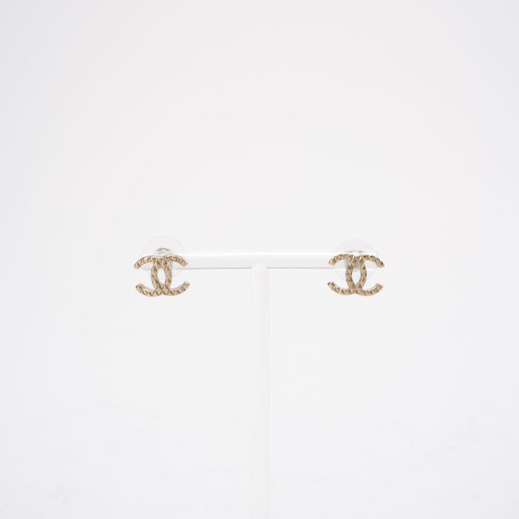 Chanel Coco Mark Gold Studded Earrings