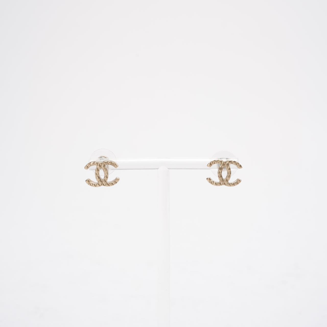 Chanel Coco Mark Gold Studded Earrings