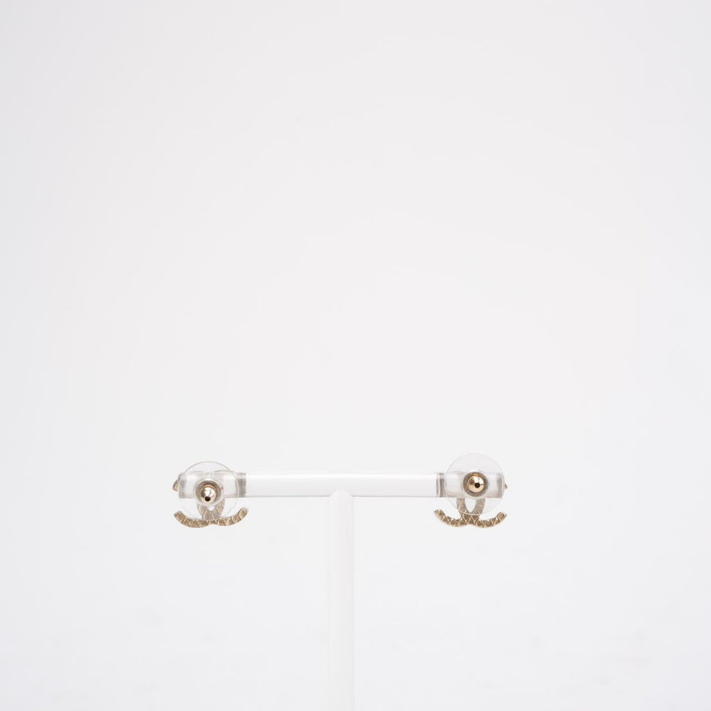 Chanel Coco Mark Gold Studded Earrings
