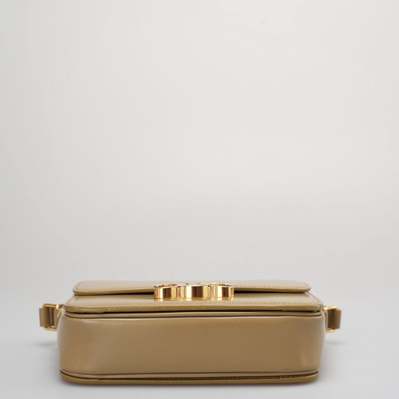 Celine Classic Triomphe Bag in Shiny Calfskin Smoke Brown Color