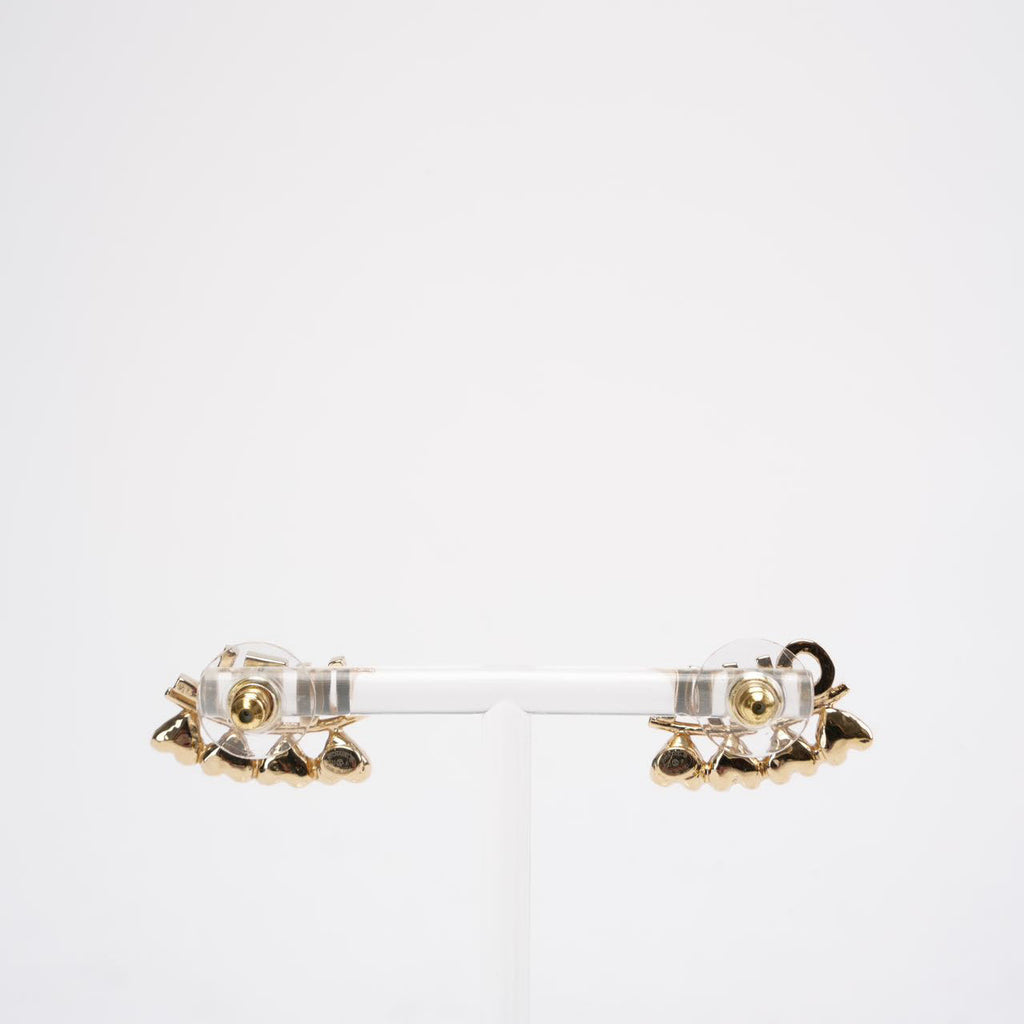 Chanel Metal / Rhinestone Stud Earrings with Gold Buckle