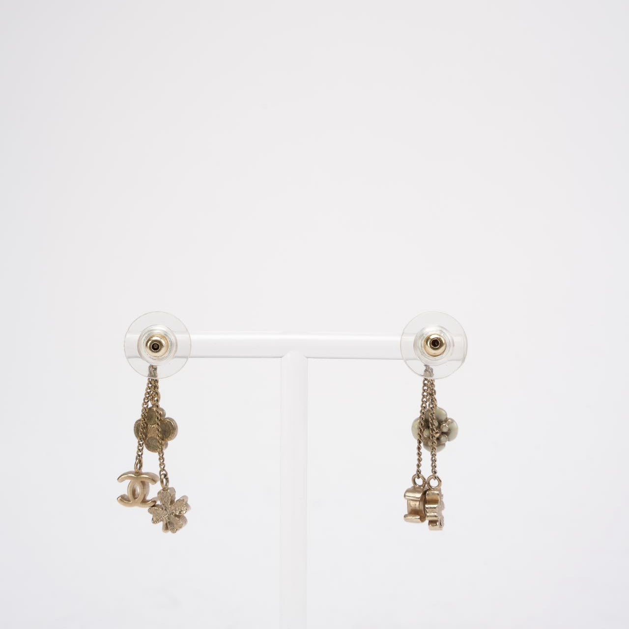 Chanel Gold / White Camellia Earrings