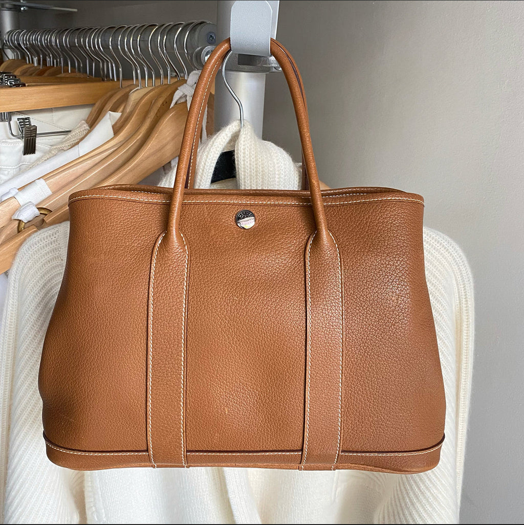 Hermes Garden Party Negonda Leather Gold TPM 30 PHW Tote Bag