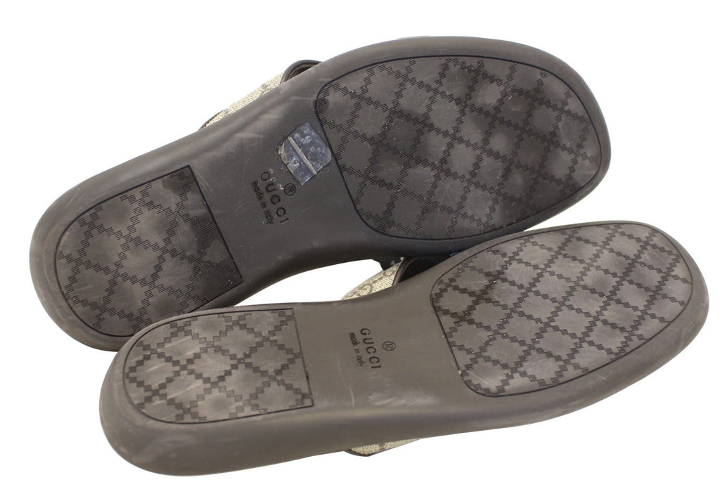 Gucci Men's GG Supreme Canvas Flip Flops Sandals Size 8 1/2G