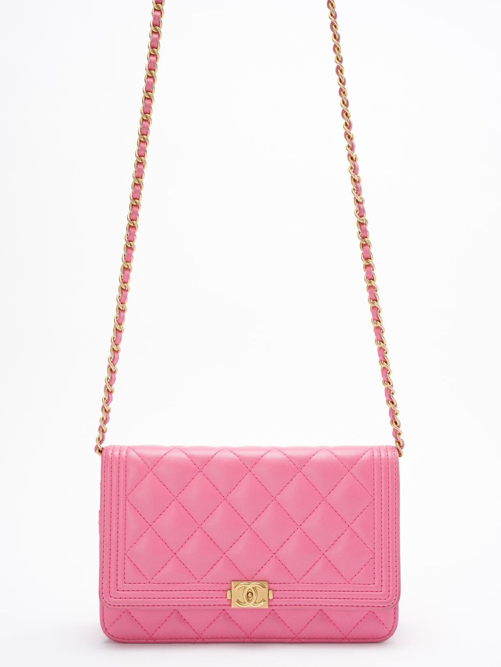 Chanel Boy Wallet on Chain (woc) Pink