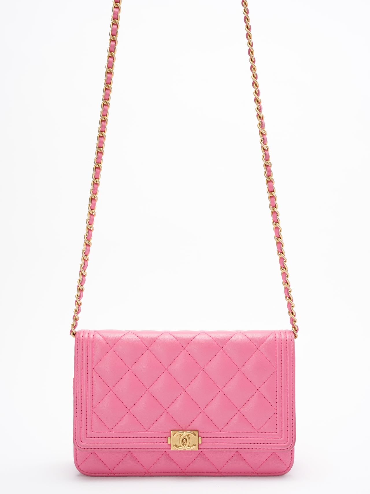 Chanel Boy Wallet on Chain (woc) Pink