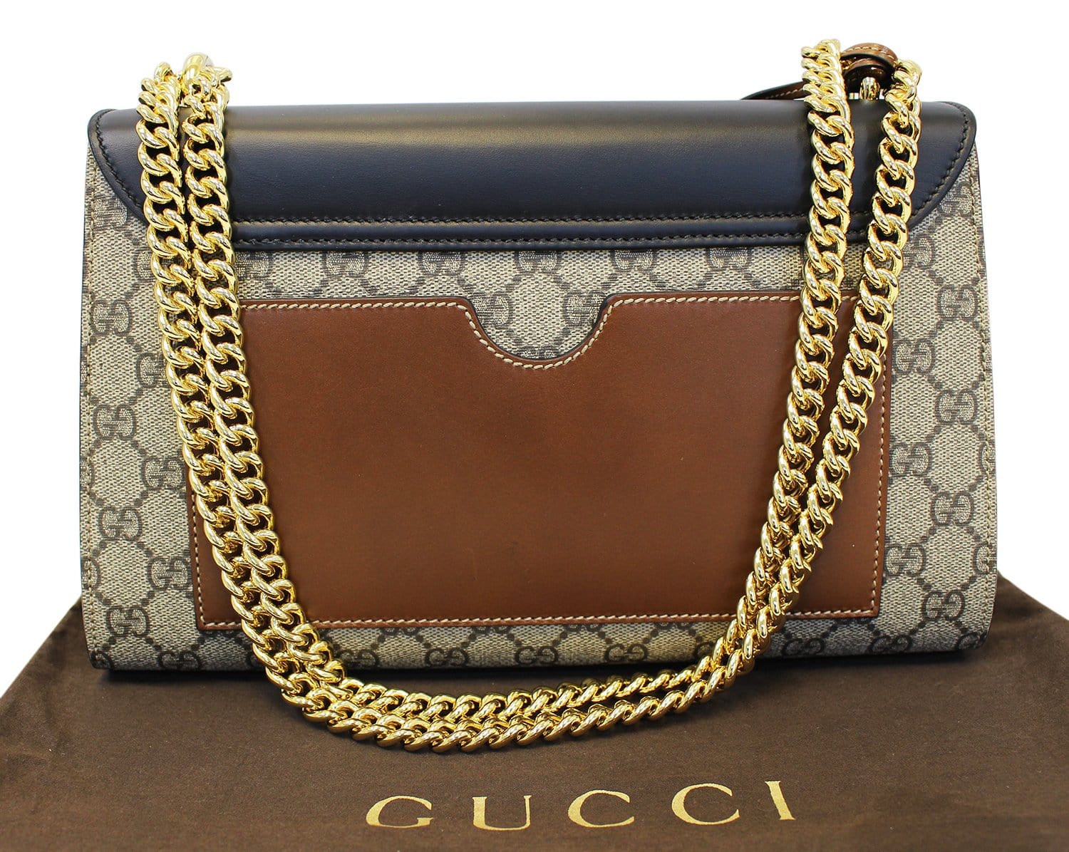 GUCCI GG Supreme Beige/Black Padlock Medium Shoulder Bag