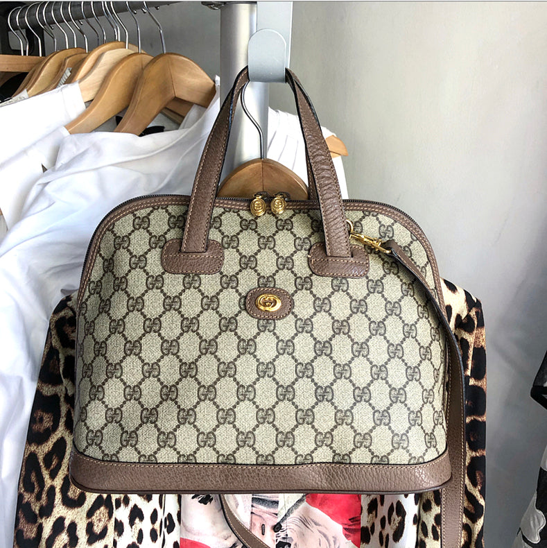 Gucci Vintage GG Supreme Monogram Domed Satchel Bag