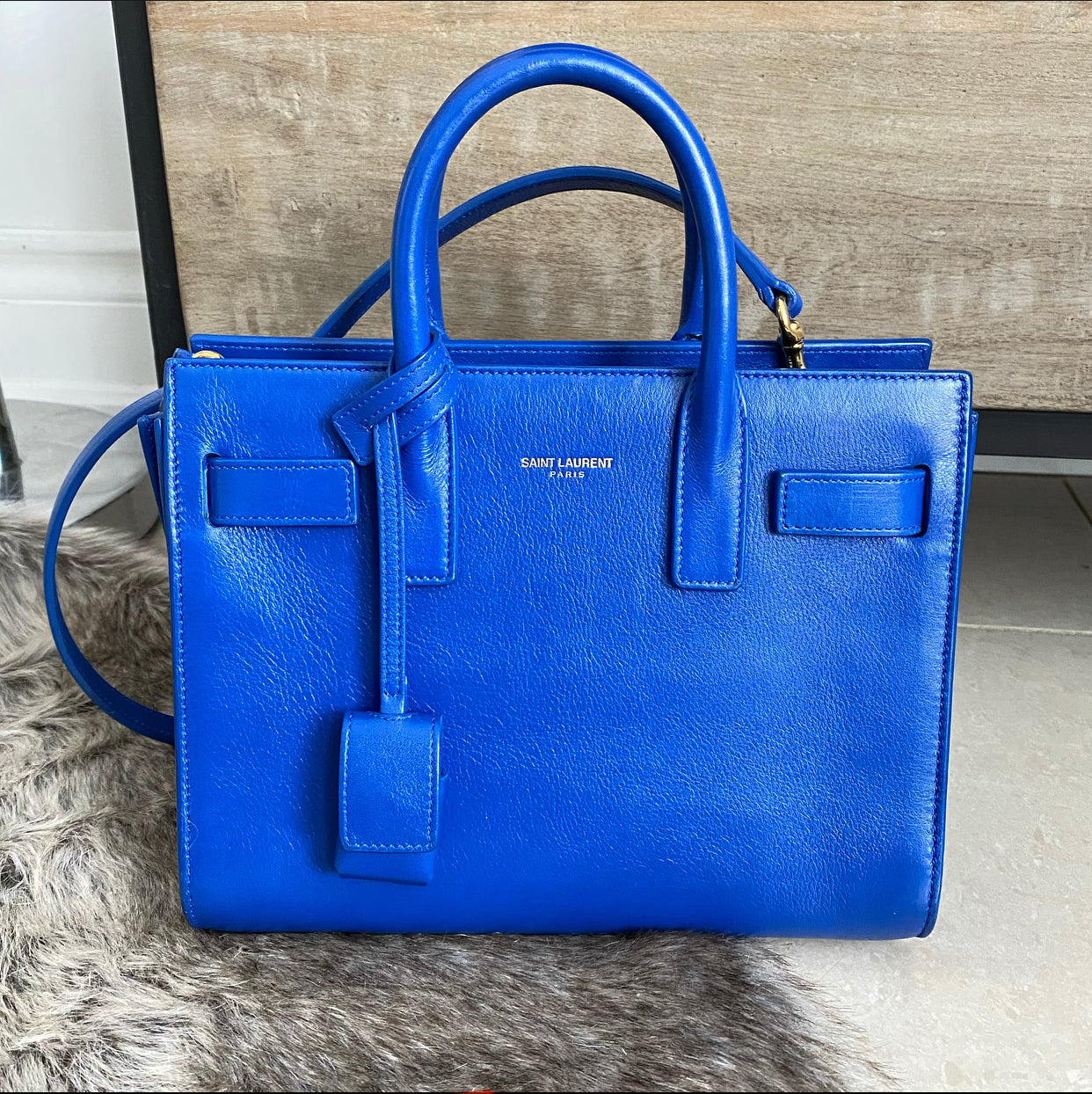 Saint Laurent Sac de Jour Nano Cobalt Blue Two-Way Bag
