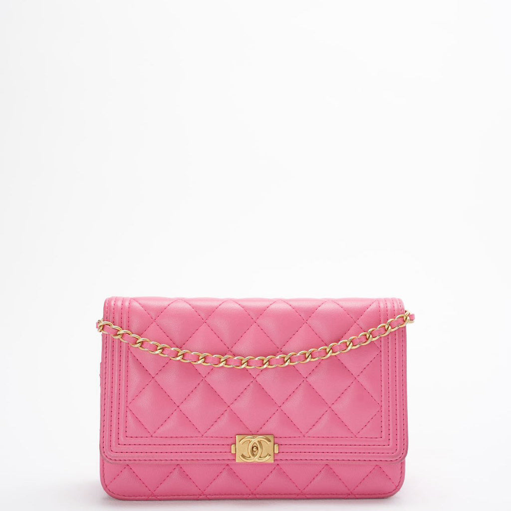 Chanel Boy Wallet on Chain (woc) Pink