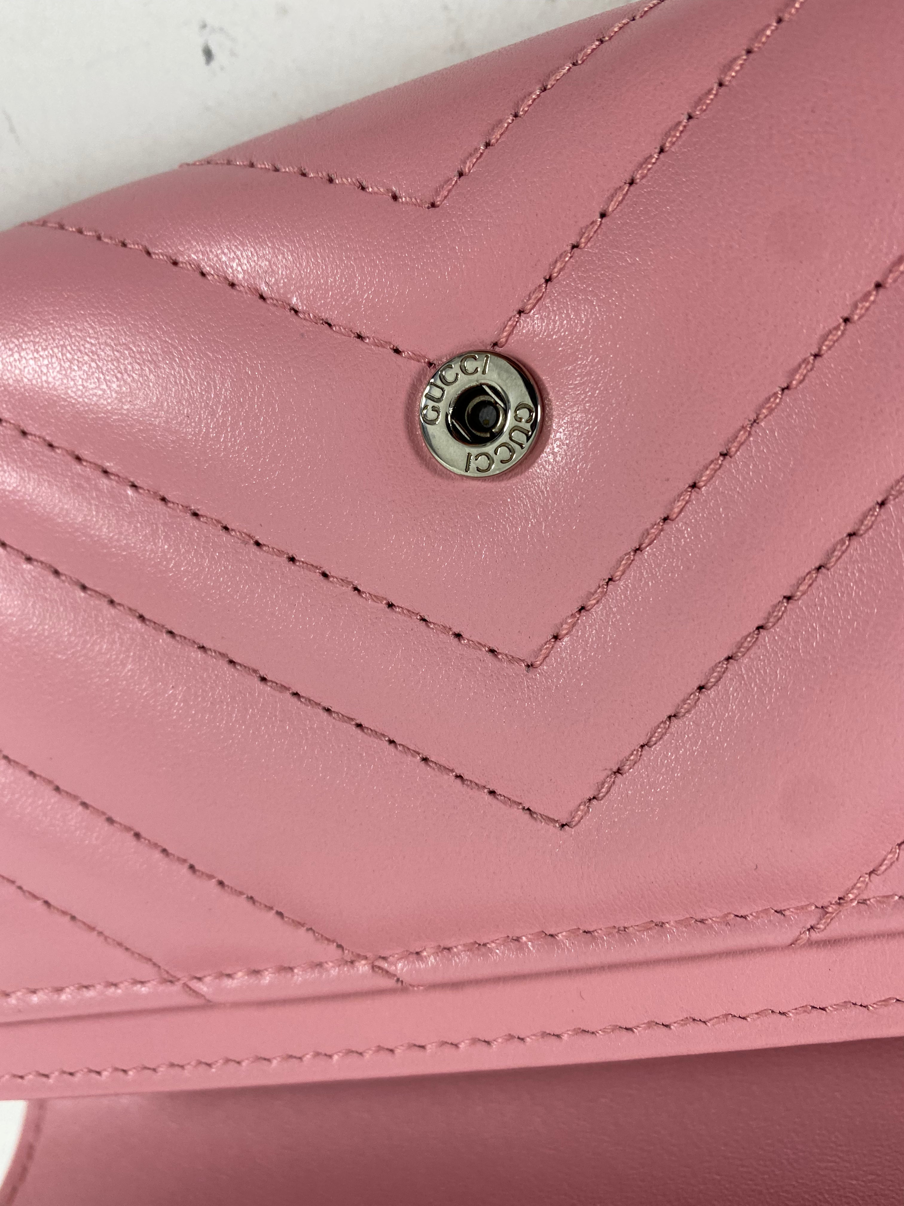 Gucci Pink Matelasse Marmont Long Wallet