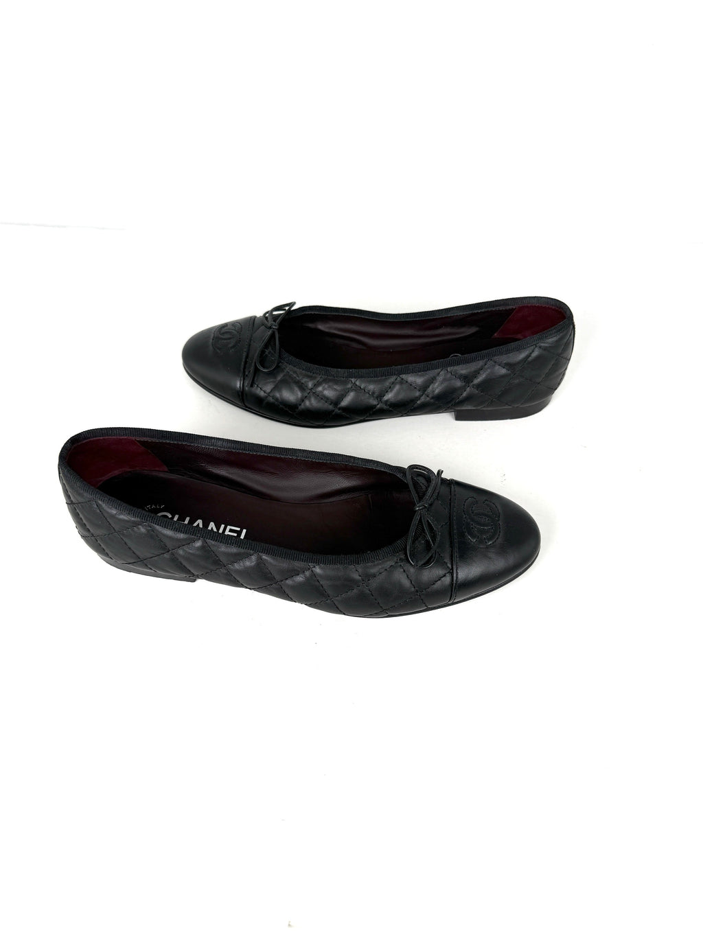 CHANEL Cap Toe Classic Black CC Logo Flats 38.5 8