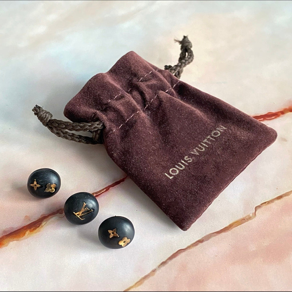 Louis Vuitton Trio of Logo Wood Stud Earrings