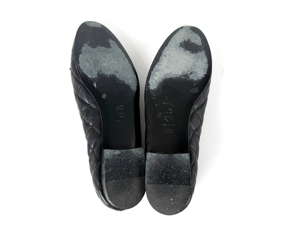 CHANEL Cap Toe Classic Black CC Logo Flats 38.5 8