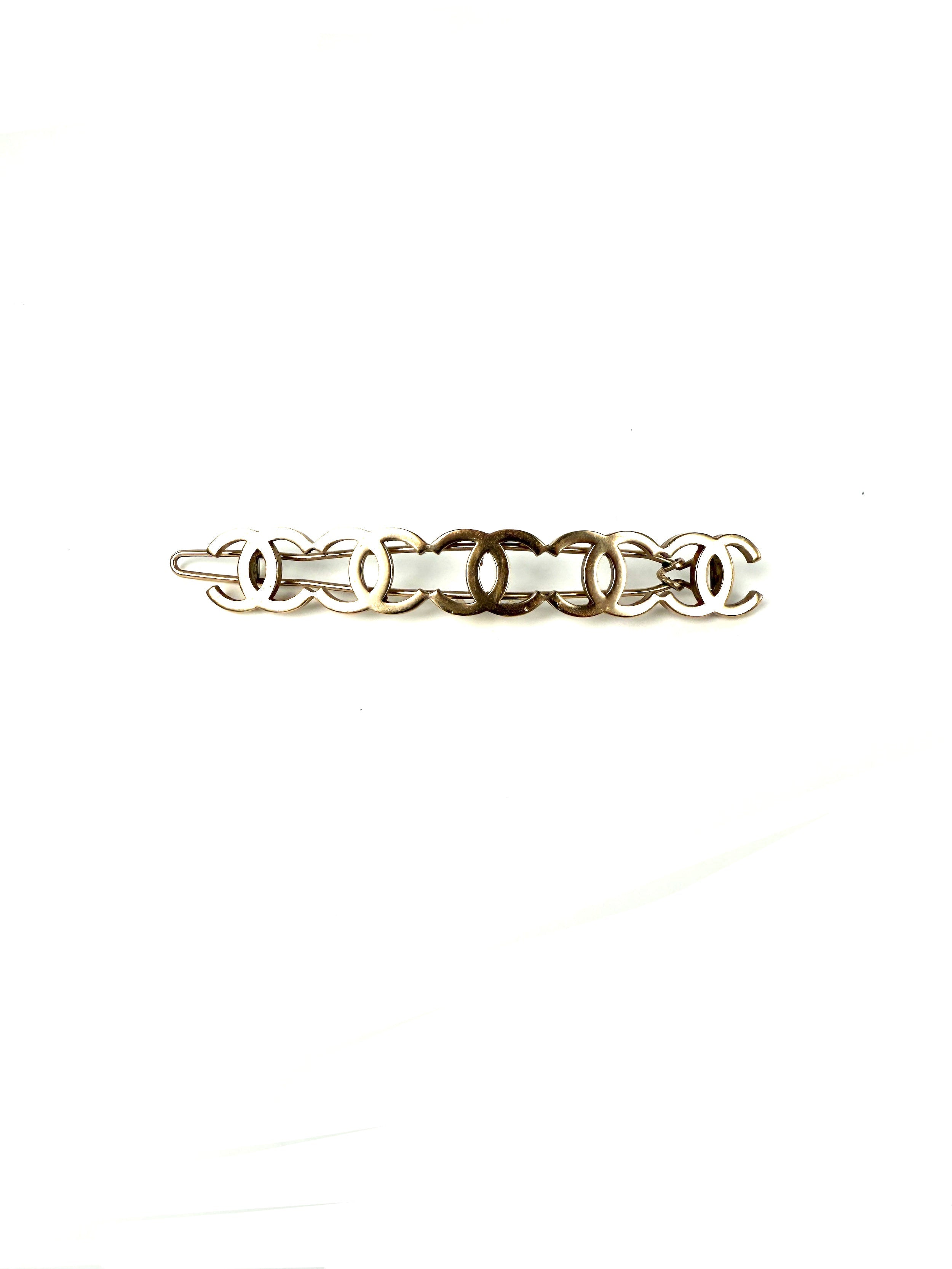 CHANEL CC Logo Gold Tone Hair Clip