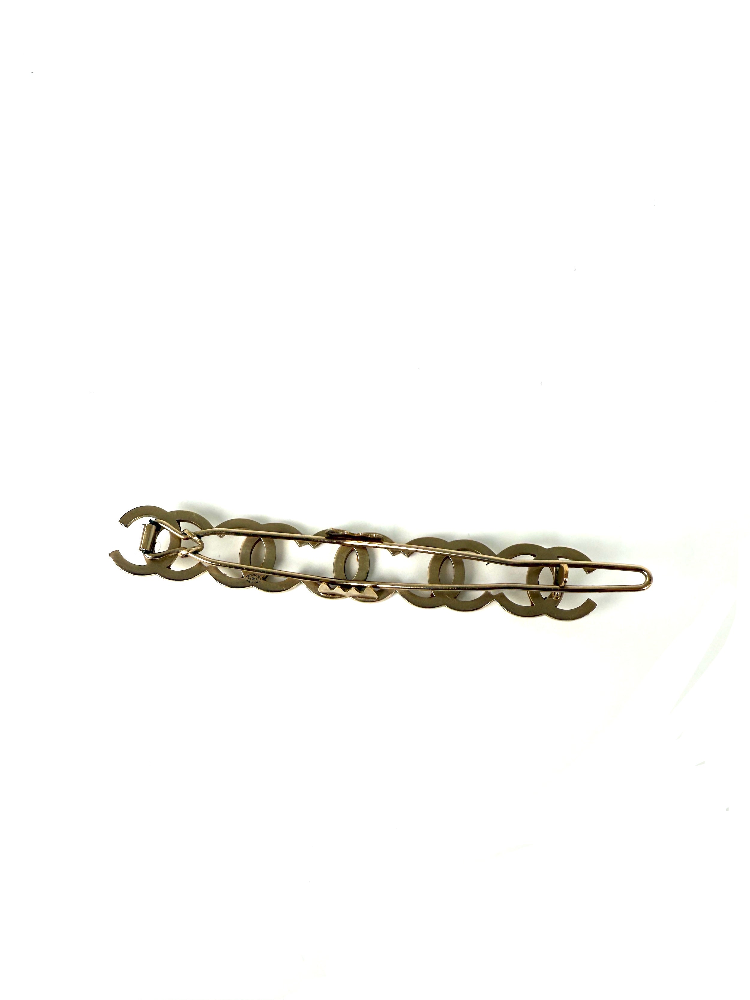 CHANEL CC Logo Gold Tone Hair Clip