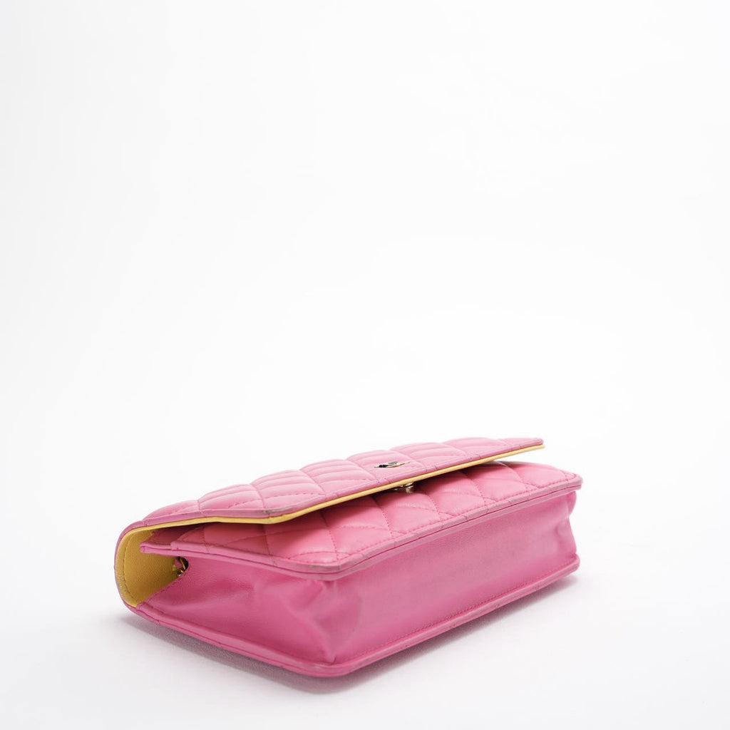 Chanel Classic Wallet on Chain (woc) Pink Yellow 2021