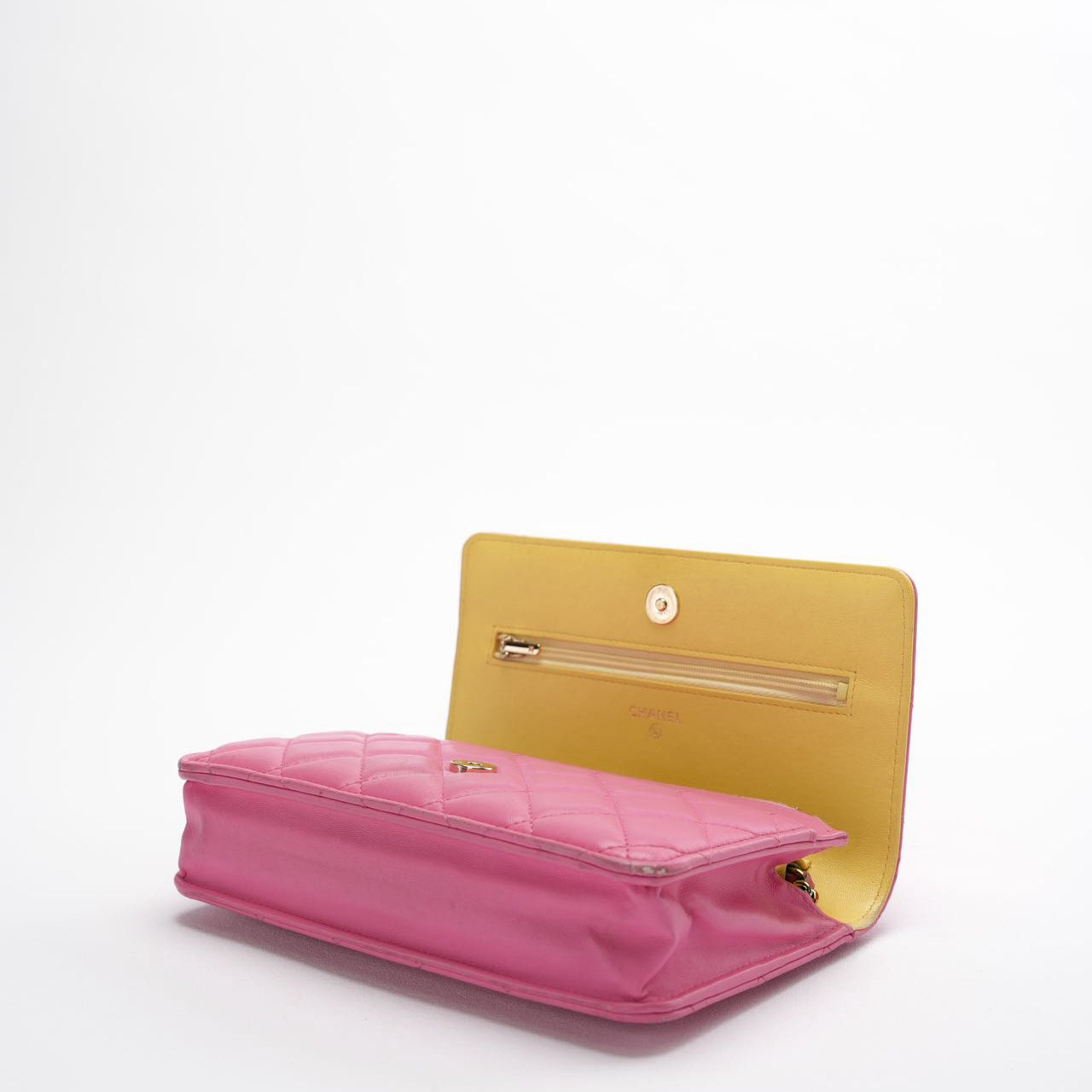 Chanel Classic Wallet on Chain (woc) Pink Yellow 2021
