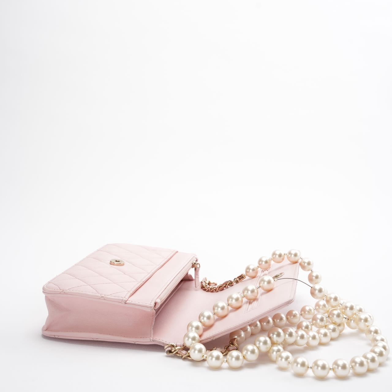 Chanel Wallet on Chain (WOC) Barbie Pink with Pearl Strap