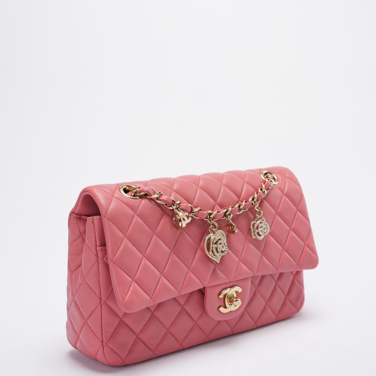 Chanel Classic Medium Flap Bag Valentine’s Edition in Pink Lambskin with Gold Hardware