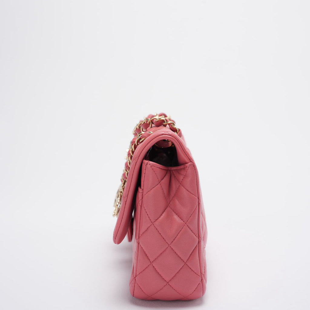 Chanel Classic Medium Flap Bag Valentine’s Edition in Pink Lambskin with Gold Hardware