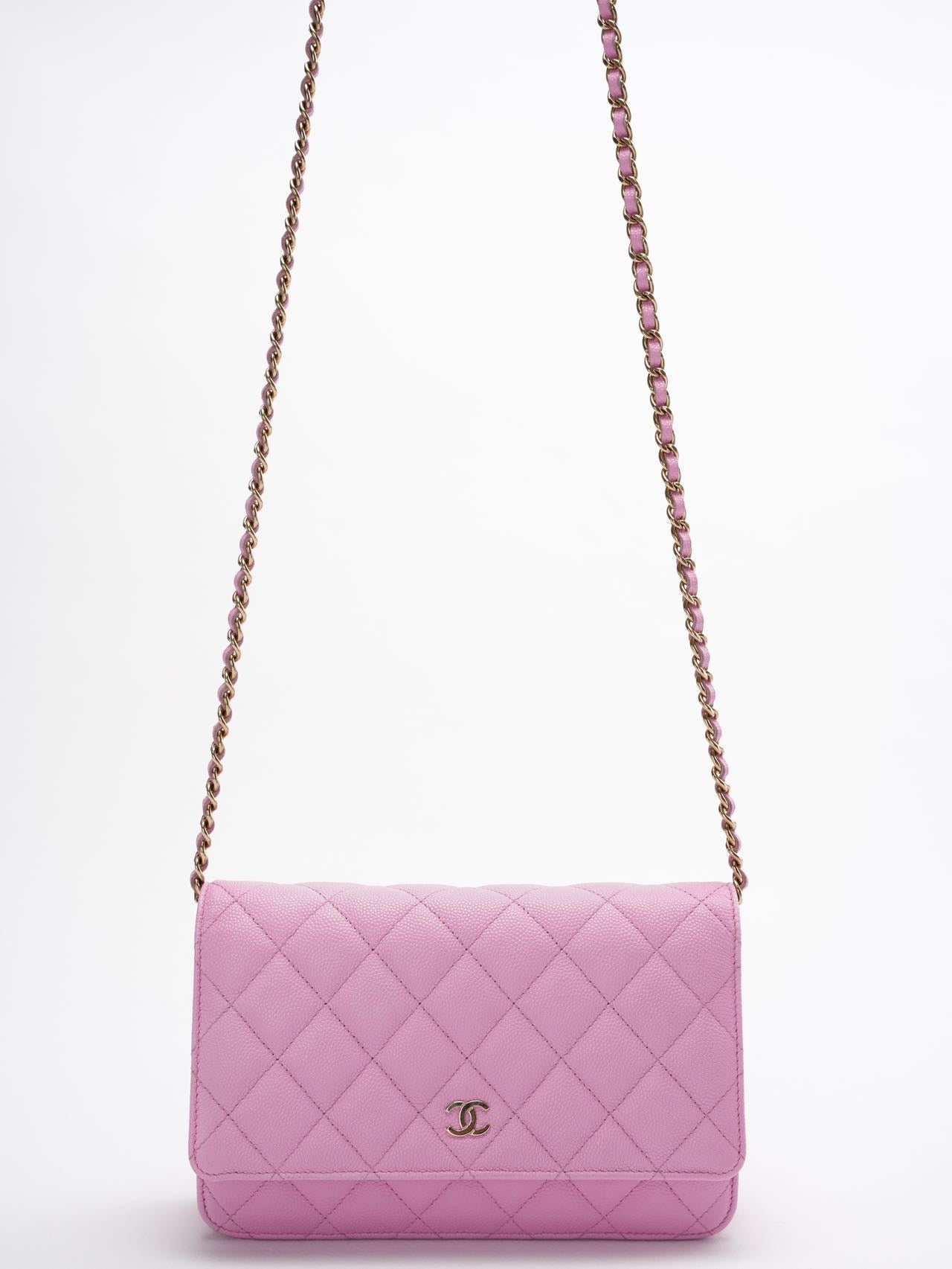 Chanel Wallet on Chain Pink Caviar Leather Woc