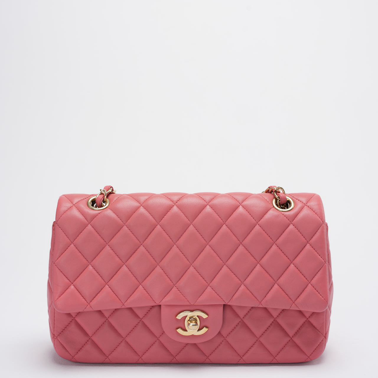 Chanel Classic Medium Flap Bag Valentine’s Edition in Pink Lambskin with Gold Hardware