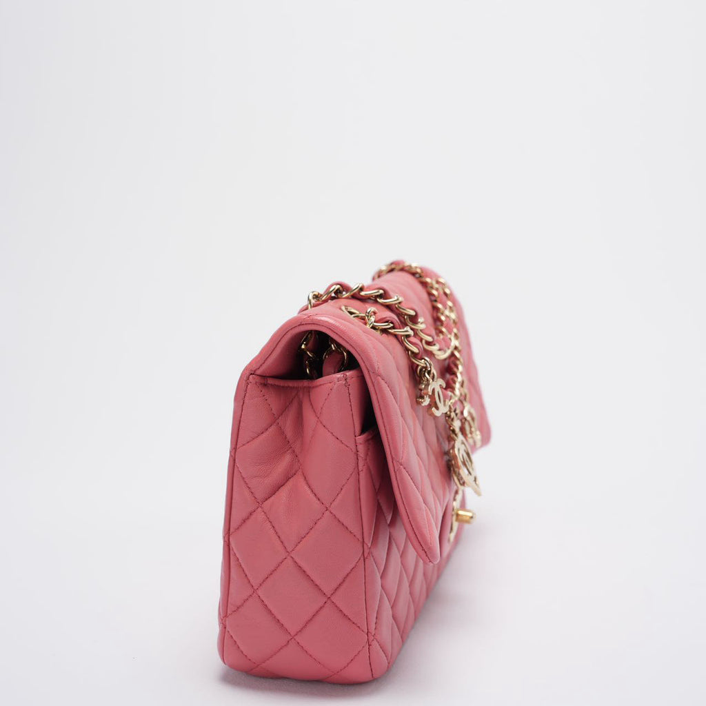 Chanel Classic Medium Flap Bag Valentine’s Edition in Pink Lambskin with Gold Hardware