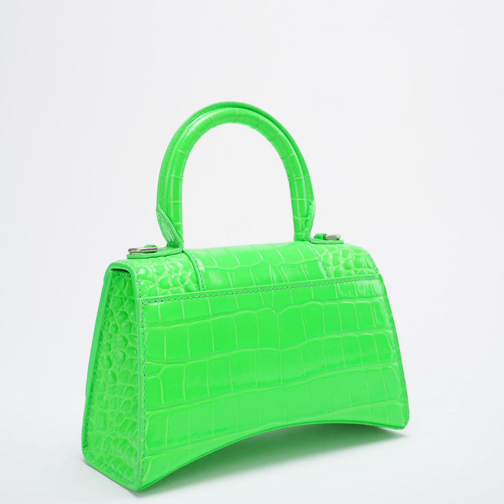 Balenciaga Hourglass Xs Handbag Crocodile Embossed In Green