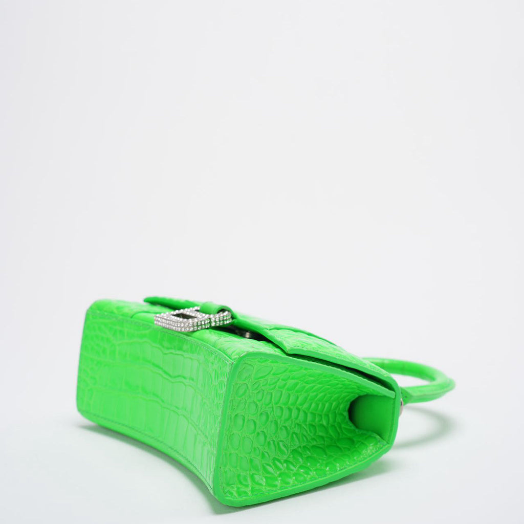 Balenciaga Hourglass Xs Handbag Crocodile Embossed In Green