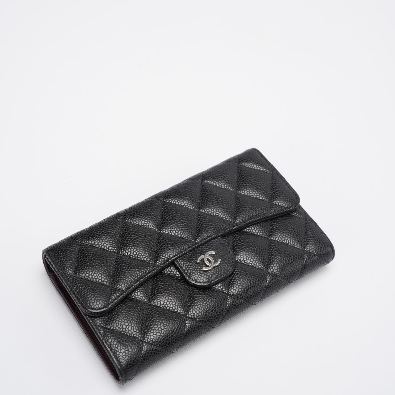 Chanel Black Caviar Classic Long Flap Wallet