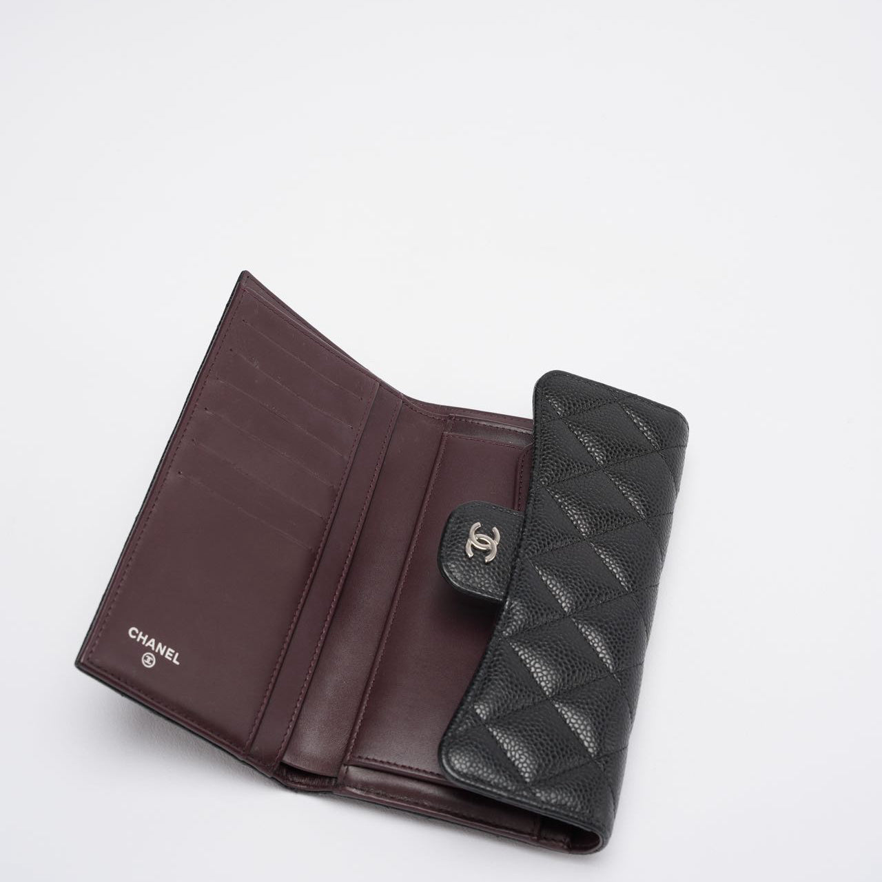 Chanel Black Caviar Classic Long Flap Wallet