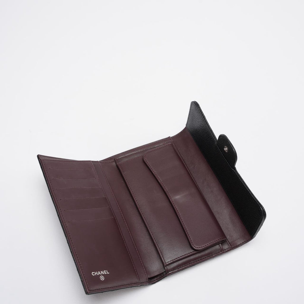 Chanel Black Caviar Classic Long Flap Wallet