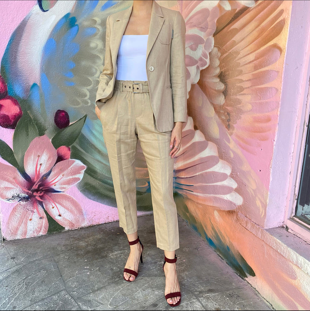 Brunello Cucinelli Natural Beige Linen Pants Suit - XS