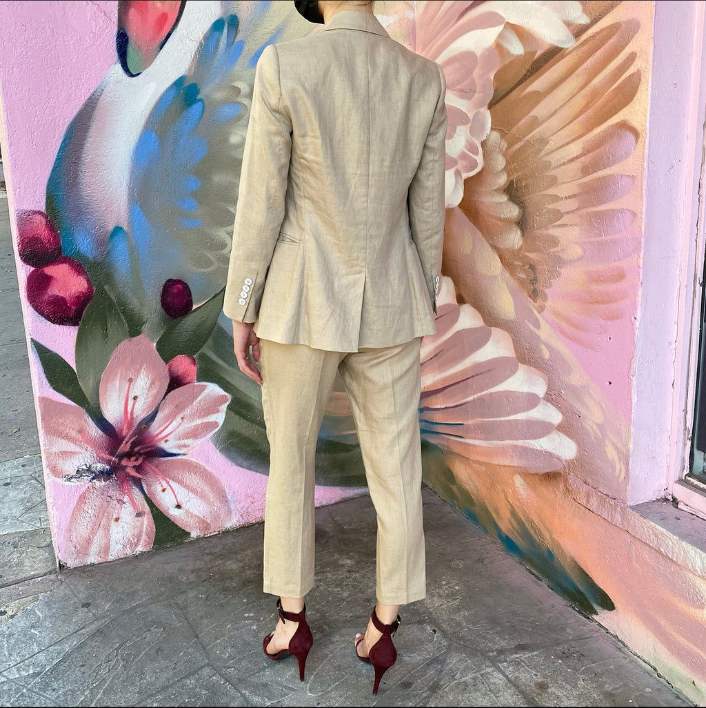 Brunello Cucinelli Natural Beige Linen Pants Suit - XS