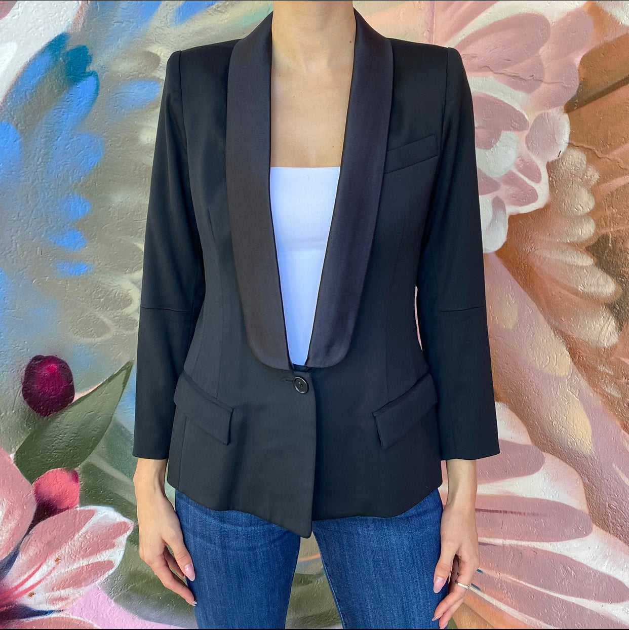 Smythe Black Shawl Collar Tuxedo Jacket - USA 6
